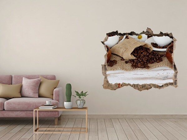 Vinilo pared rota 3d efecto realista Café en un entorno natural