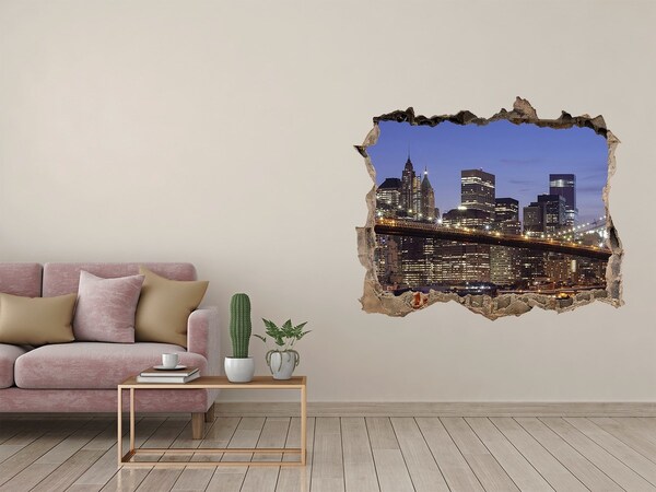 Pegatina de vinilo agujero 3d para pared Vista del horizonte de Nueva York
