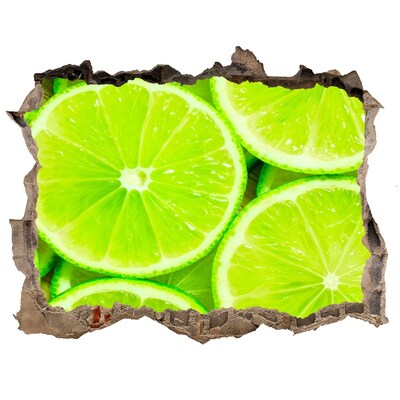 Pegatina de vinilo agujero 3d para pared Limas jugosas en un agujero en la pared