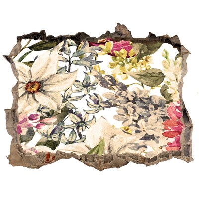 Pegatina agujero en la pared autoadhesiva Jardín de flores detrás del muro