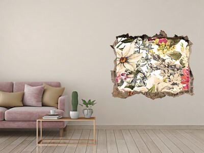 Naklejka 3D dziura samoprzylepna Kwiatowy ogród za ścianą