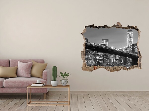 Pegatina de vinilo agujero 3d para pared Puente de Nueva York