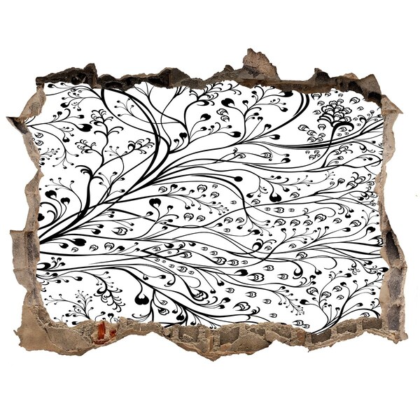 Dziura 3d fototapeta naklejka Kwiatowy wzór na ścianie