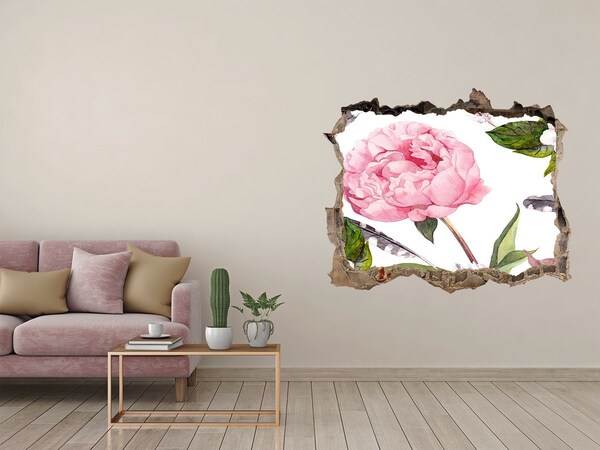 Pegatina de vinilo agujero 3d para pared Mural de flores a través de un agujero en la pared