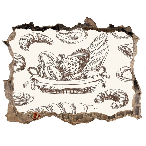 Pegatina de vinilo agujero 3d para pared Cesta con pan