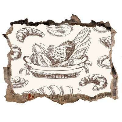 Pegatina de vinilo agujero 3d para pared Cesta con pan