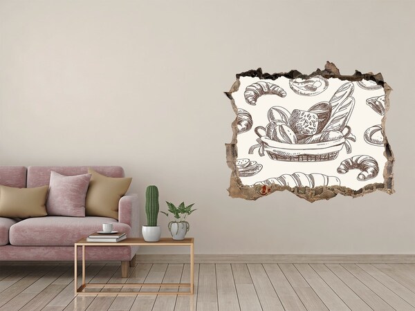 Pegatina de vinilo agujero 3d para pared Cesta con pan