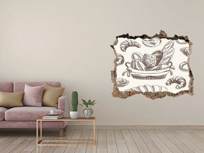 Pegatina de vinilo agujero 3d para pared Cesta con pan