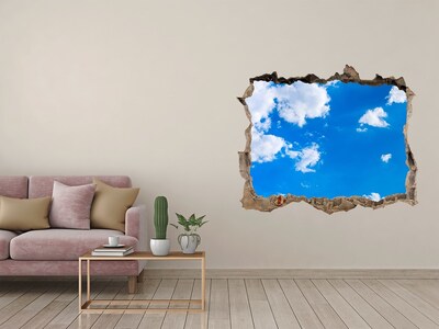 Pegatina de vinilo agujero 3d para pared Cielo azul con nubes