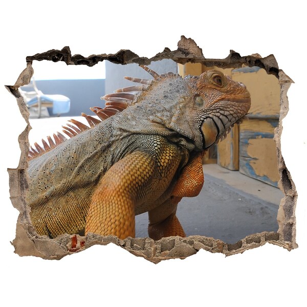 Fototapeta dziura na ścianę Iguana w zniszczonej ścianie