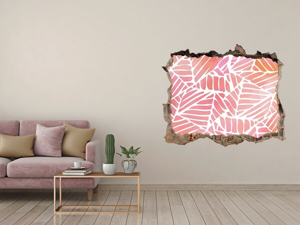 Vinilo pared rota 3d efecto realista Patrón de hojas tropicales