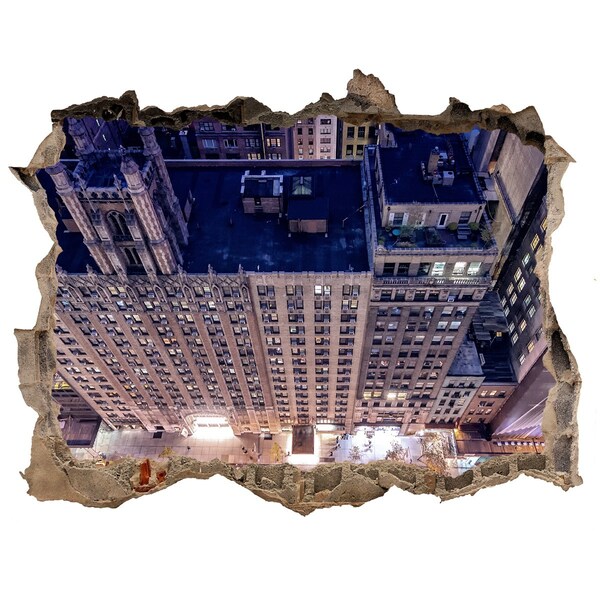 Pegatina de vinilo agujero 3d para pared Vista desde lo alto de la ciudad por la noche