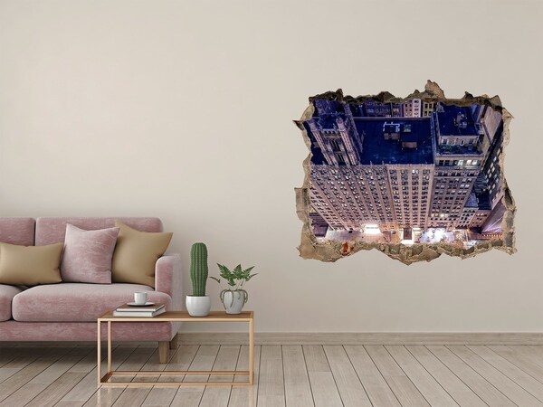 Pegatina de vinilo agujero 3d para pared Vista desde lo alto de la ciudad por la noche