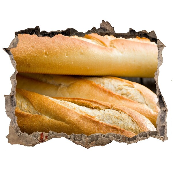 Trampantojo de pared rota efecto profundidad Baguettes frescas en la pared