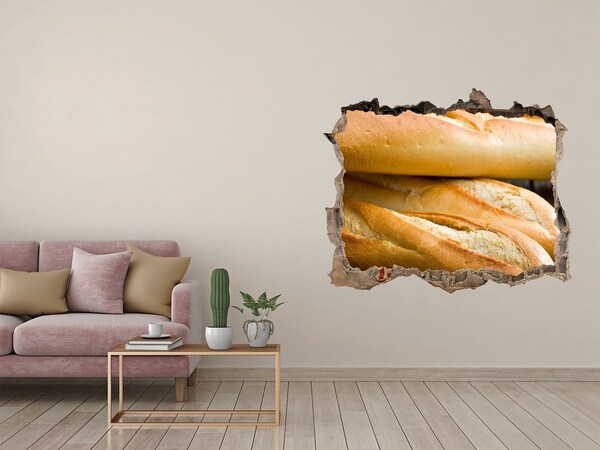 Trampantojo de pared rota efecto profundidad Baguettes frescas en la pared