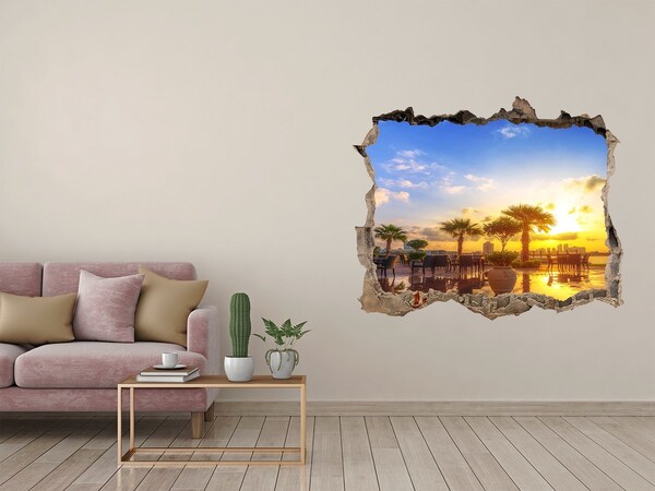 Vinilo pared rota 3d efecto realista Atardecer en los trópicos