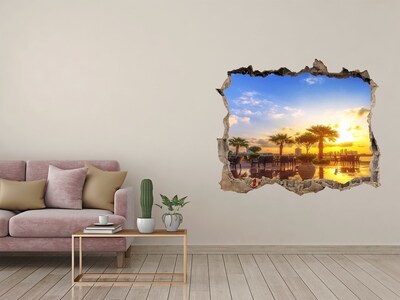 Vinilo pared rota 3d efecto realista Atardecer en los trópicos