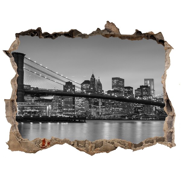 Pegatina agujero en la pared autoadhesiva Una vista de la ciudad en blanco y negro