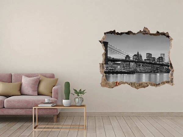 Pegatina agujero en la pared autoadhesiva Una vista de la ciudad en blanco y negro