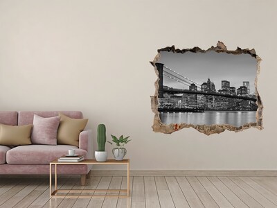 Pegatina agujero en la pared autoadhesiva Una vista de la ciudad en blanco y negro