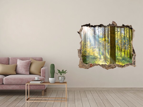 Vinilo pared rota 3d efecto realista Oasis forestal de luz