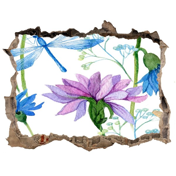 Pegatina de vinilo agujero 3d para pared Mural floral 