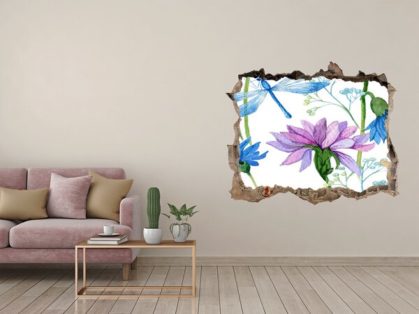 Pegatina de vinilo agujero 3d para pared Mural floral 