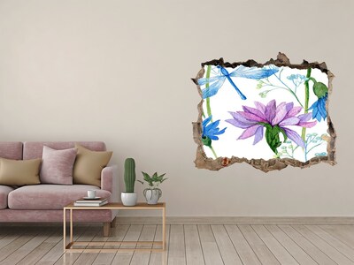 Pegatina de vinilo agujero 3d para pared Mural floral 