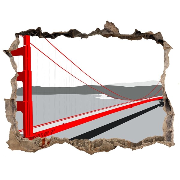 Pegatina de vinilo agujero 3d para pared Puente Golden Gate en California
