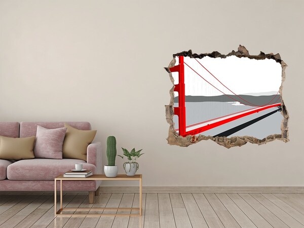 Pegatina de vinilo agujero 3d para pared Puente Golden Gate en California