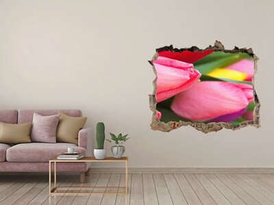 Pegatina de vinilo agujero 3d para pared Un paraíso de flores detrás del muro