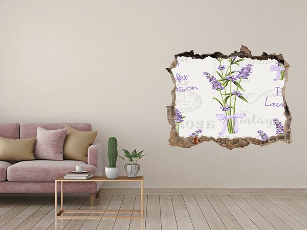 Trampantojo de pared rota efecto profundidad Jardín de lavanda vintage