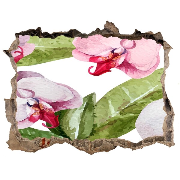 Vinilo pared rota 3d efecto realista Un paraíso de flores detrás de los muros