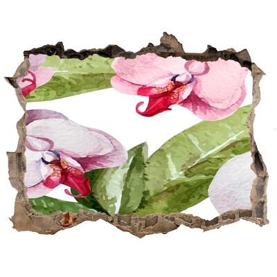 Vinilo pared rota 3d efecto realista Un paraíso de flores detrás de los muros