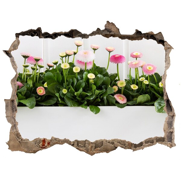 Pegatina de vinilo agujero 3d para pared Jardín de flores en un agujero en la pared