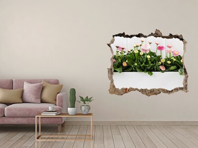 Pegatina de vinilo agujero 3d para pared Jardín de flores en un agujero en la pared