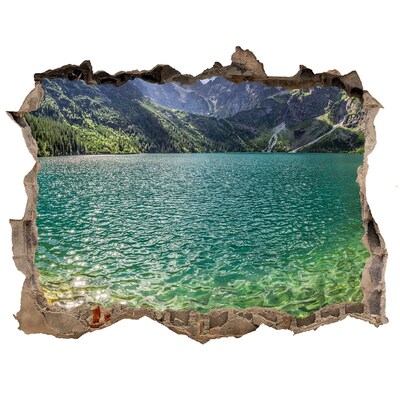 Vinilo pared rota 3d efecto realista Lago en las montañas