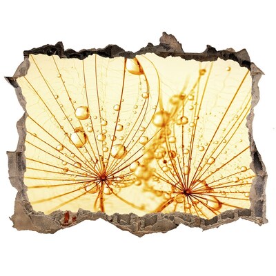 Pegatina agujero en la pared autoadhesiva Flores doradas en hormigón