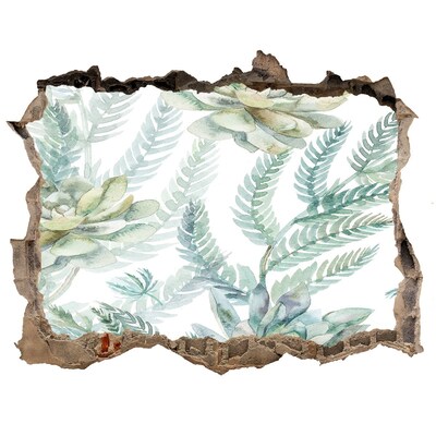 Pegatina de vinilo agujero 3d para pared Un oasis verde en hormigón