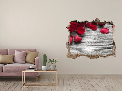 Pegatina de vinilo agujero 3d para pared Espacio romántico con rosas