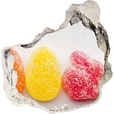 Vinilo adhesivo efecto agujero 3d para casa Gomitas dulces en un agujero en la pared