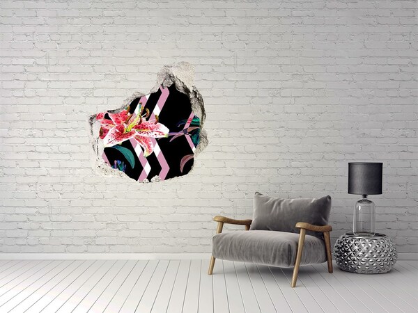 Vinilo adhesivo efecto agujero 3d para casa Agujero de flor en la pared
