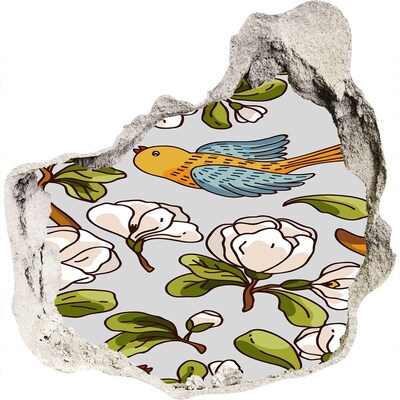 Pegatina pared rota trampantojo decorativo Paraíso de flores con un pájaro