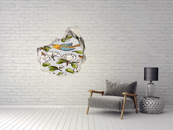 Pegatina pared rota trampantojo decorativo Paraíso de flores con un pájaro