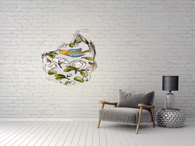 Pegatina pared rota trampantojo decorativo Paraíso de flores con un pájaro