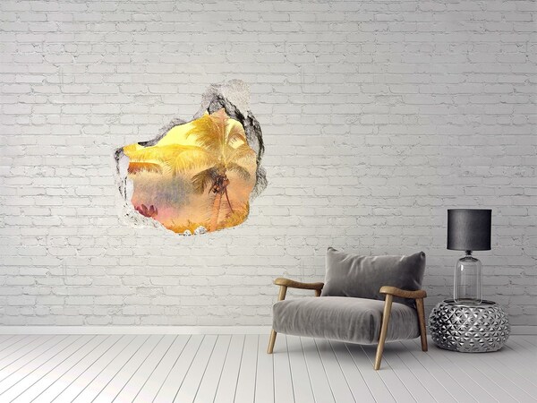 Vinilo adhesivo efecto agujero 3d para casa Oasis tropical detrás del muro
