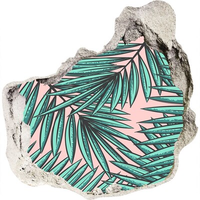 Naklejka 3D dziura na ścianę Tropikalna roślinność w dziurze w ścianie