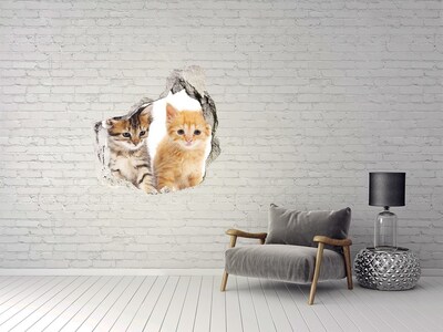 Vinilo adhesivo efecto agujero 3d para casa Amigos gatos detrás del agujero