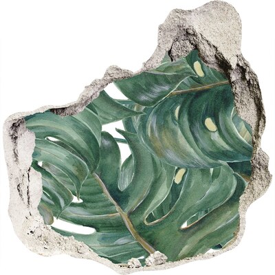 Vinilo adhesivo efecto agujero 3d para casa Hojas verdes en hormigón