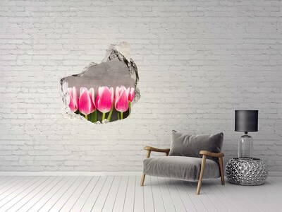 Vinilo adhesivo efecto agujero 3d para casa Tulipanes en hormigón